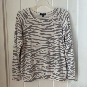 Buffalo David Bitton Grey and White Zebra Stripe Sweatshirt